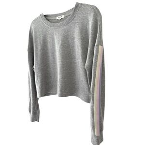 Garage Cropped Sweater w Side Stripped Sleeves